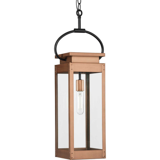 Union Square One Light Outdoor Hanging Wall Lantern in Antique Copper