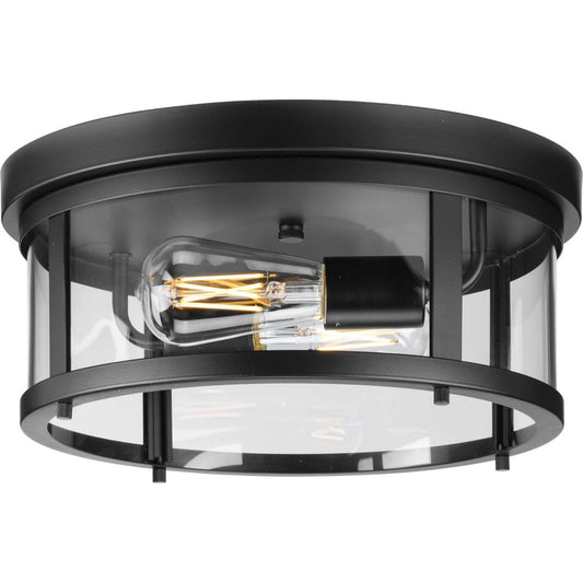 Gunther Two Light Outdoor Flush Mount in Matte Black