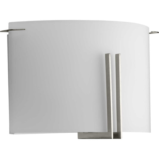 Modern Glass Sconce Two Light Wall Sconce in Brushed Nickel