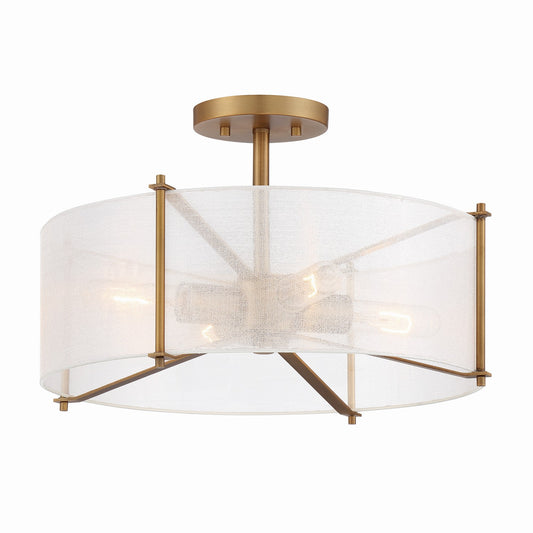 Daybreak Four Light Semi Flush Mount in Old Satin Brass