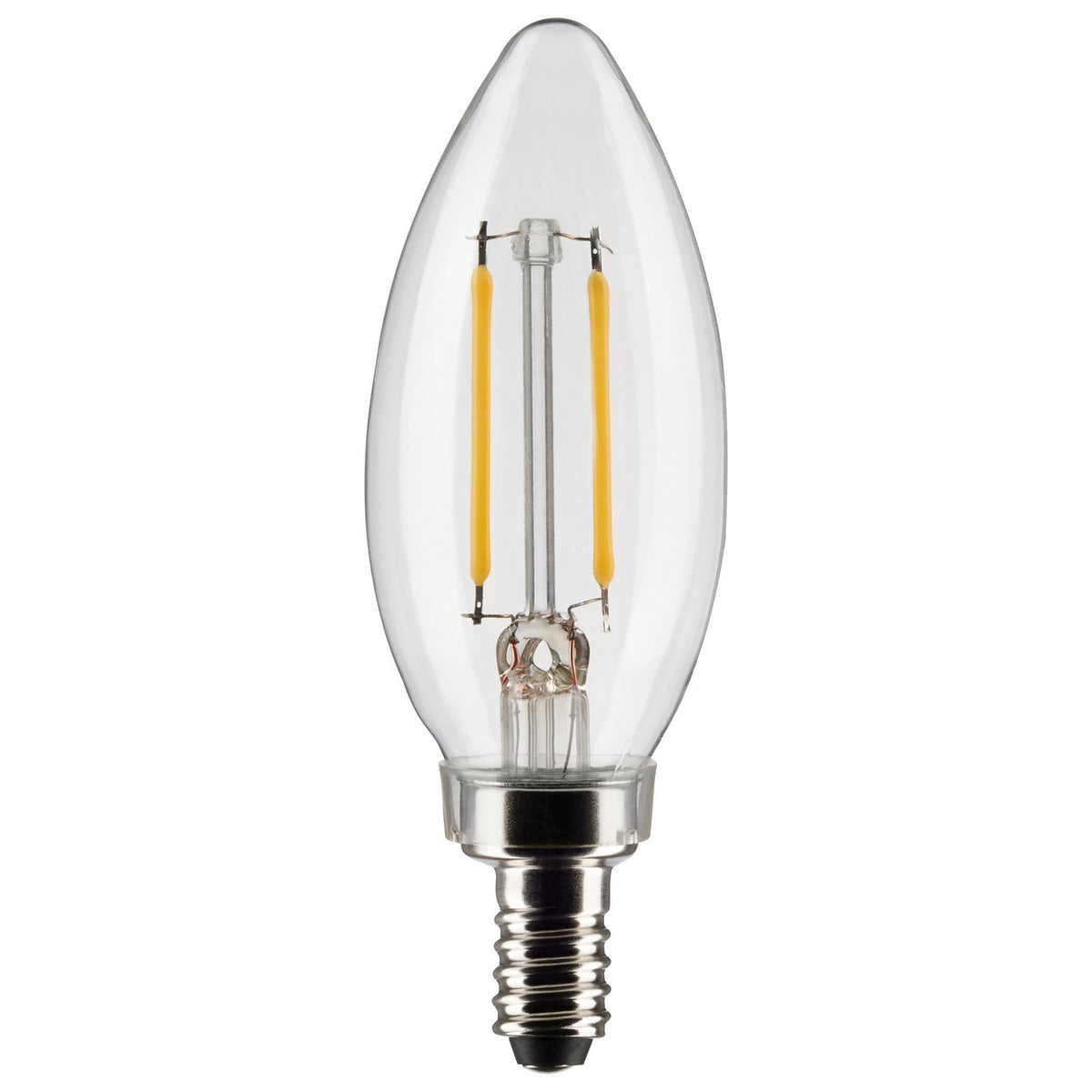 (4-Pack) Satco S21817 3W LED B11 Torpedo Bulb, E12 Base, 2700K, 200 Lumens, Clear