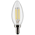 (4-Pack) Satco S21828 5.5W LED B11 Torpedo Bulb, E12 Base, 3000K, 500 Lumens, Clear