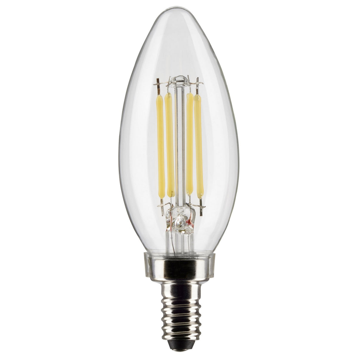 (4-Pack) Satco S21829 5.5W LED B11 Torpedo Bulb, E12 Base, 5000K, 500 Lumens, Clear