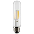 (4-Pack) Satco S21862 5.5W LED T10 Tubular Bulb, E26 Base, 2700K, 450 Lumens, Clear