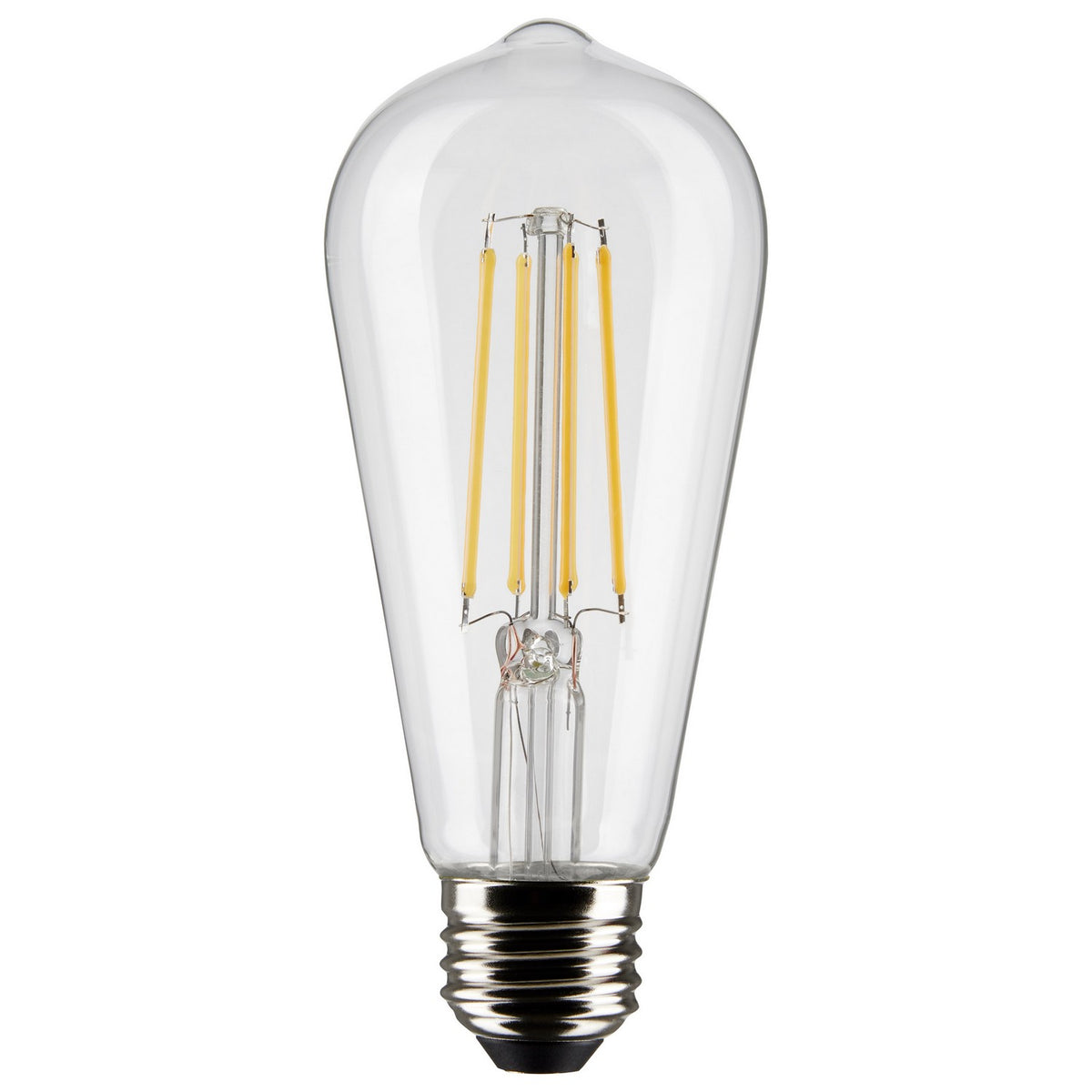 (4-Pack) Satco S21870 8W LED ST19 Edison Bulb, E26 Base, 2700K, 800 Lumens, Clear