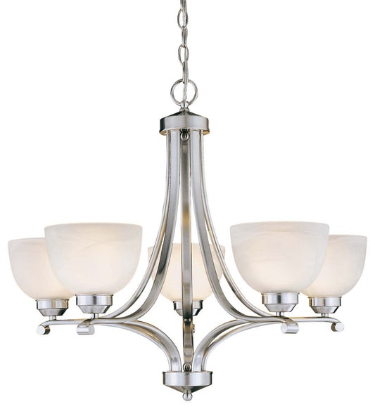Paradox Five Light Chandelier in Brushed Nickel