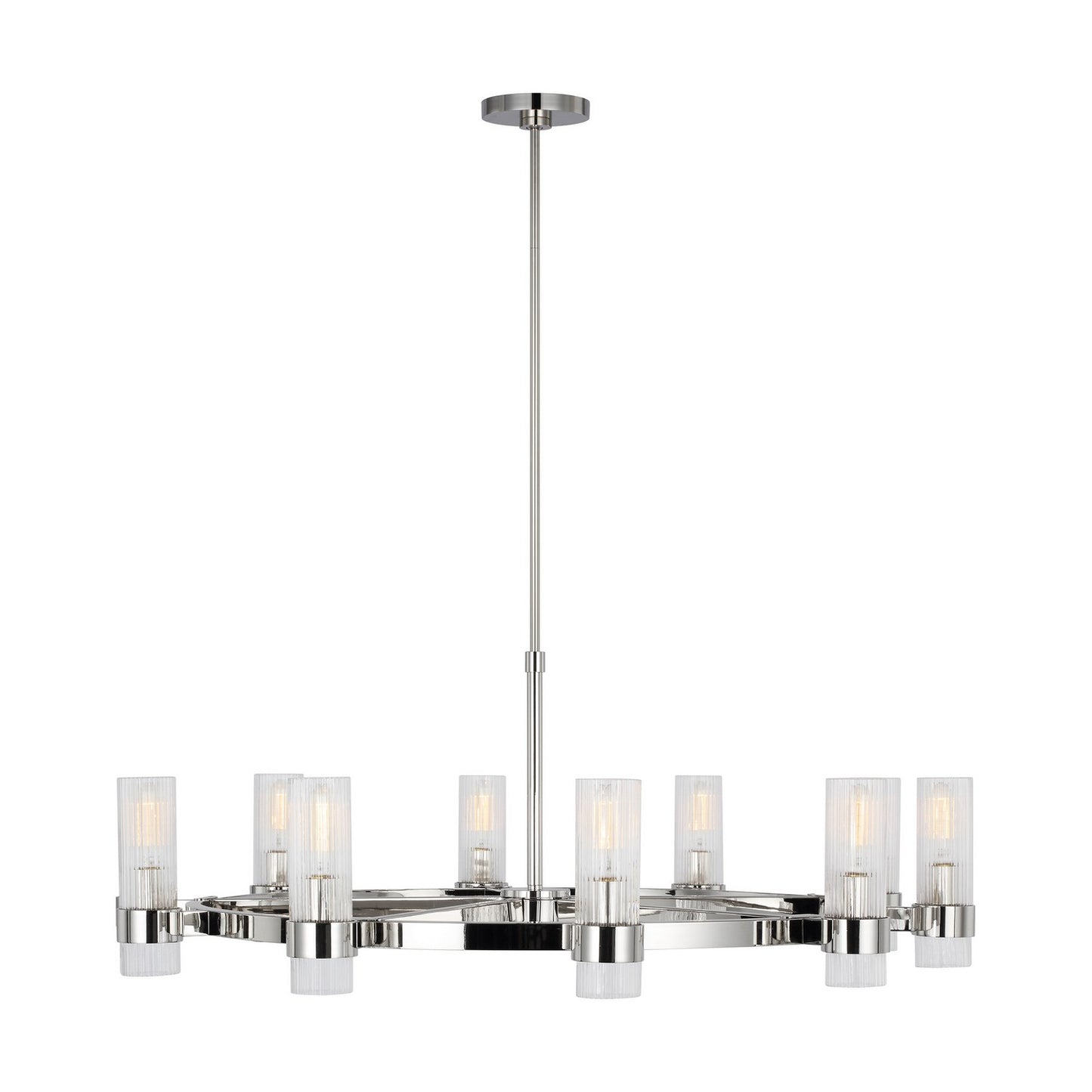 Geneva Eight Light Chandelier in Polished Nickel