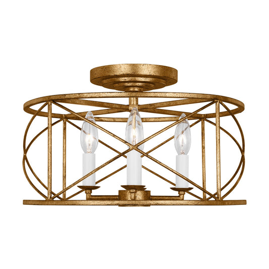 Beatrix Four Light Semi-Flush Mount in Antique Gild