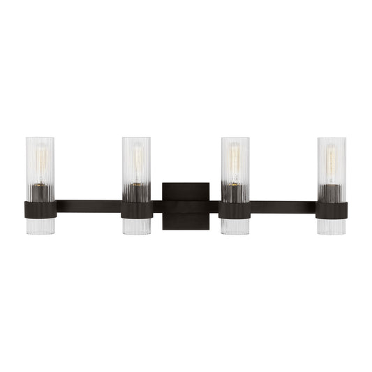 Geneva Four Light Bath Vanity in Aged Iron