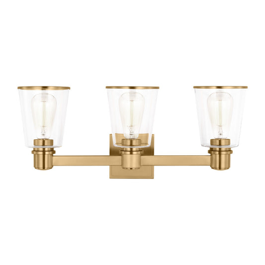 Alessa Three Light Bath Vanity in Burnished Brass