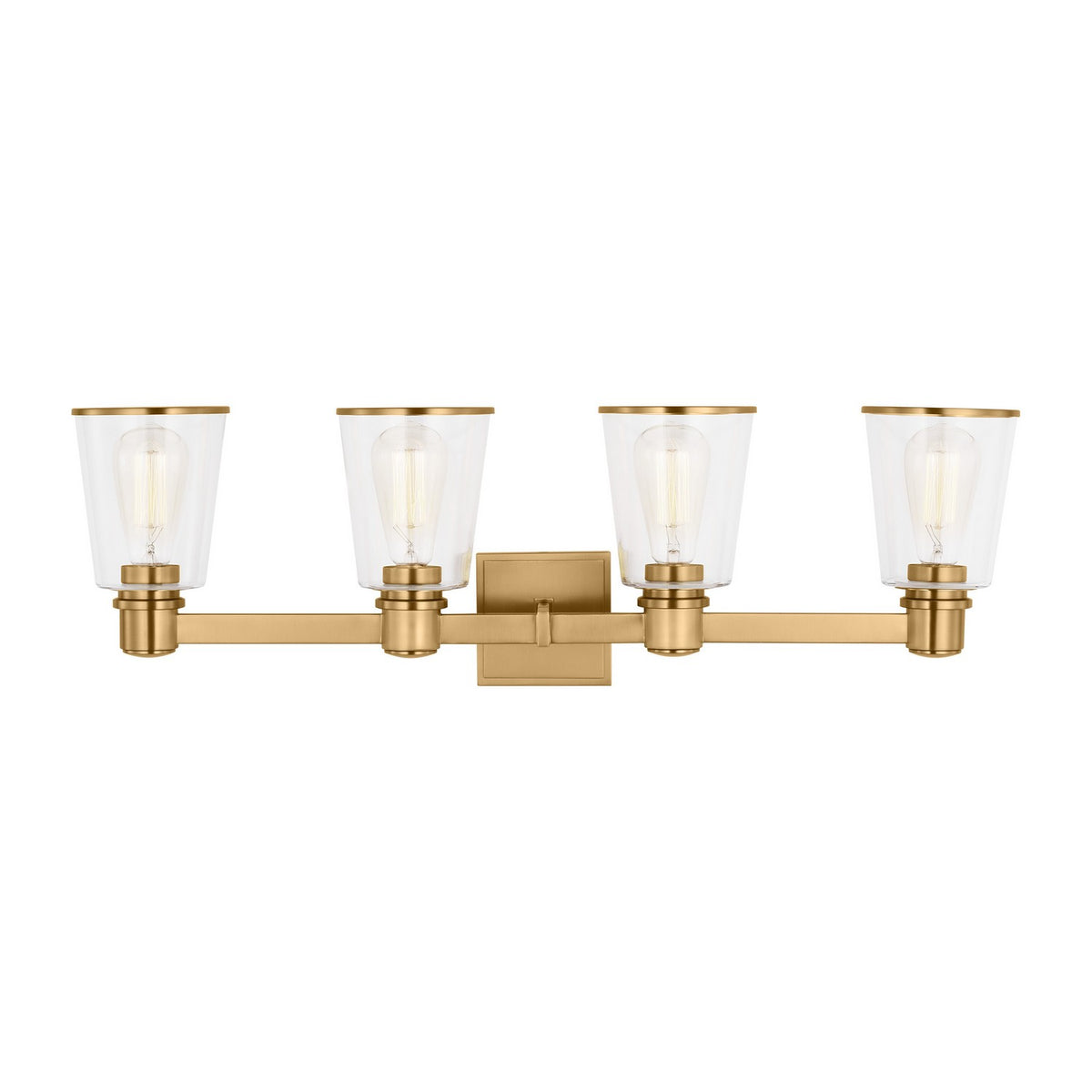 Alessa Four Light Bath Vanity in Burnished Brass