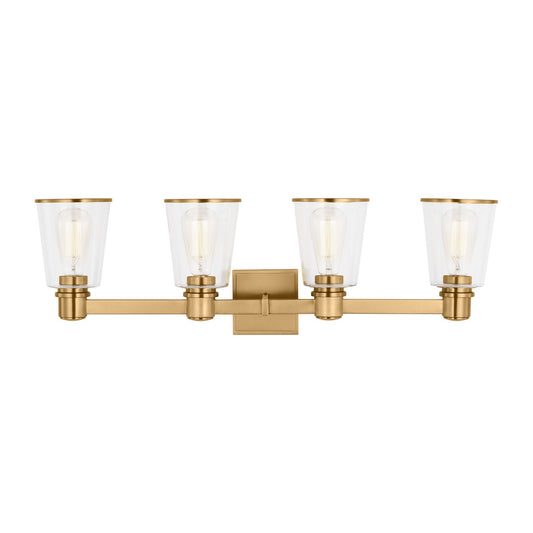 Alessa Four Light Bath Vanity in Burnished Brass