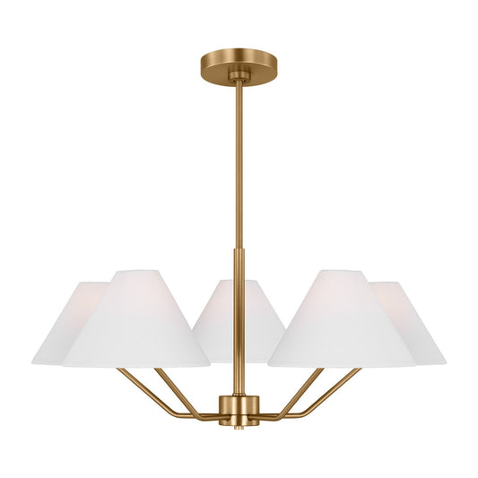 Burke Five Light Chandelier in Satin Brass