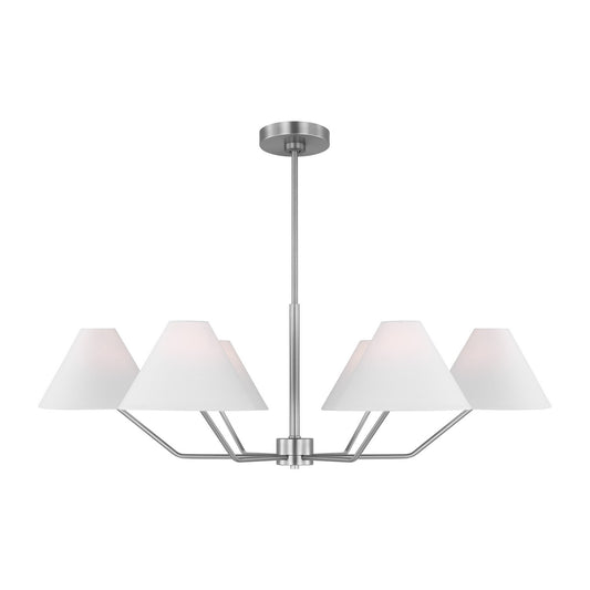 Burke Six Light Chandelier in Brushed Steel