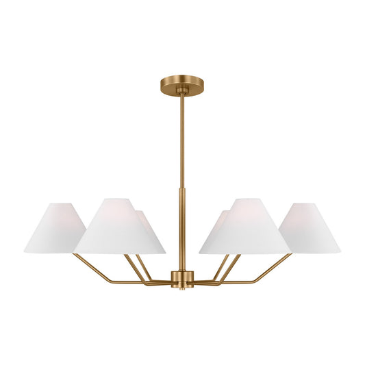 Burke Six Light Chandelier in Satin Brass