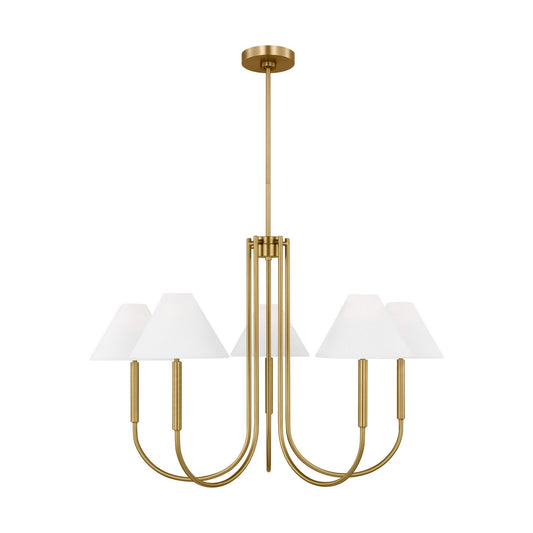 Porteau Six Light Chandelier in Satin Brass