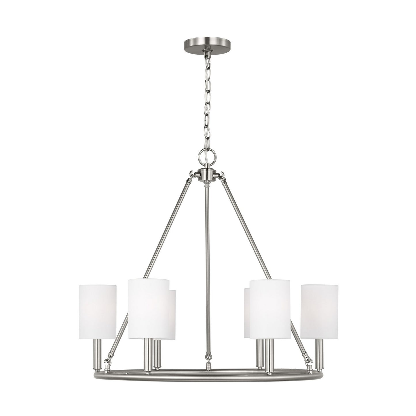 Egmont Six Light Chandelier in Brushed Steel