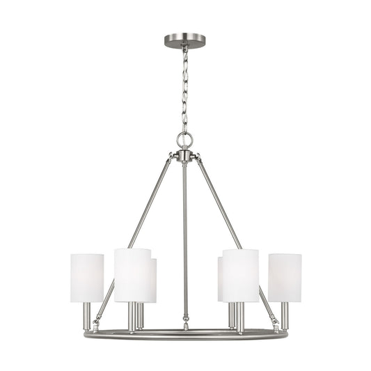 Egmont Six Light Chandelier in Brushed Steel