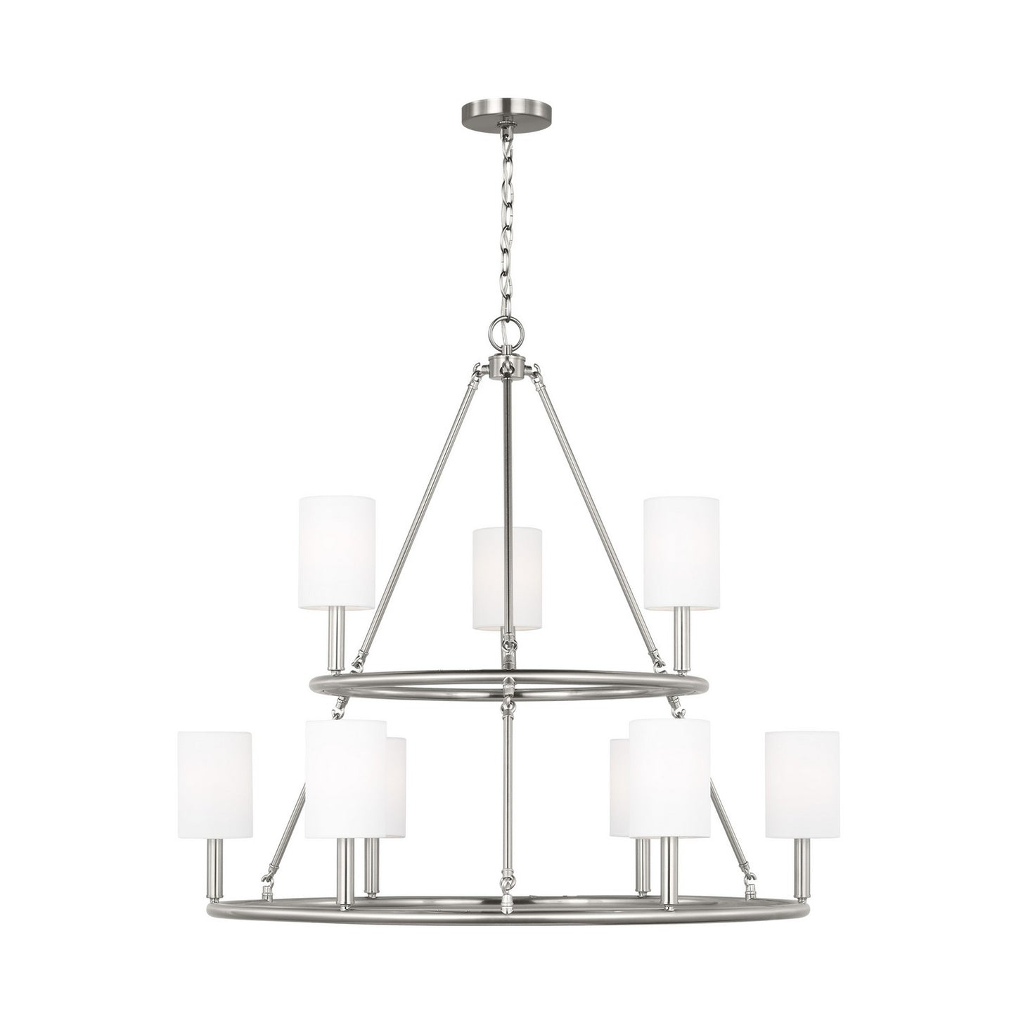 Egmont Nine Light Chandelier in Brushed Steel