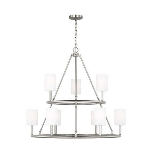 Egmont Nine Light Chandelier in Brushed Steel