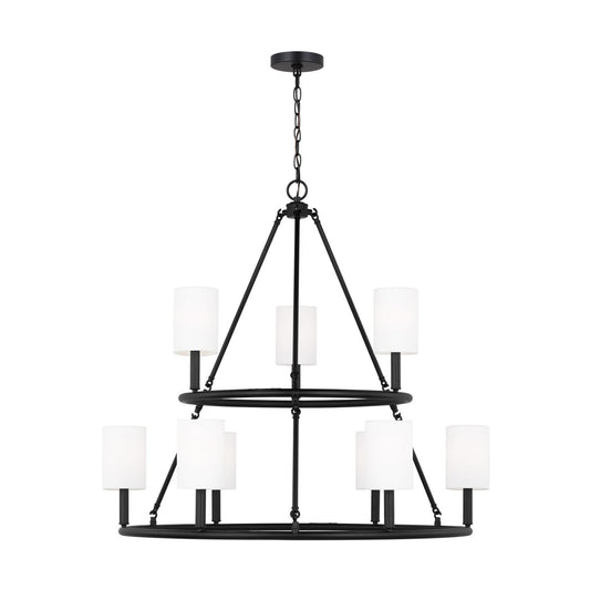 Egmont Nine Light Chandelier in Midnight Black