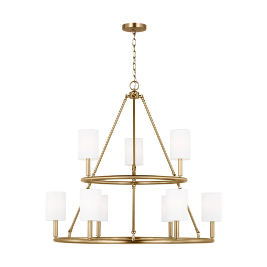 Egmont Nine Light Chandelier in Satin Brass