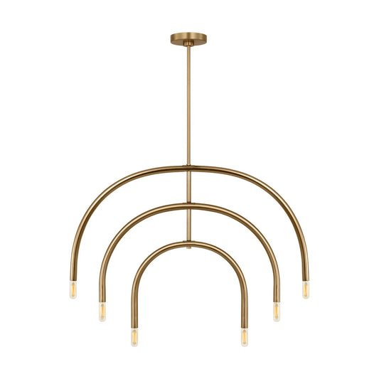 Hadden Six Light Chandelier in Satin Brass