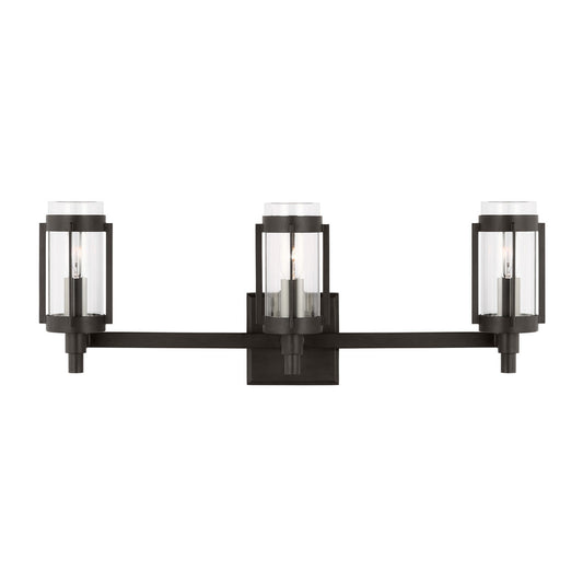 Flynn Three Light Bath Vanity in Aged Iron