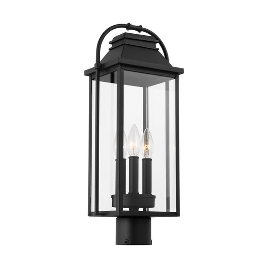 Wellsworth Three Light Outdoor Post Lantern in Textured Black