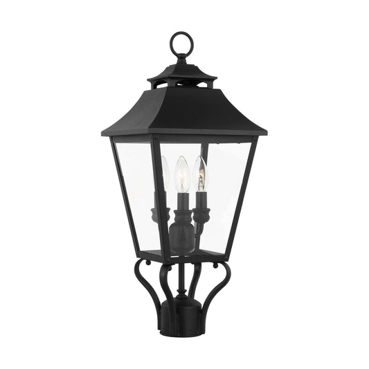 Galena Three Light Outdoor Post Lantern in Textured Black