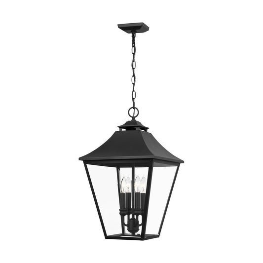 Galena Four Light Outdoor Pendant in Textured Black
