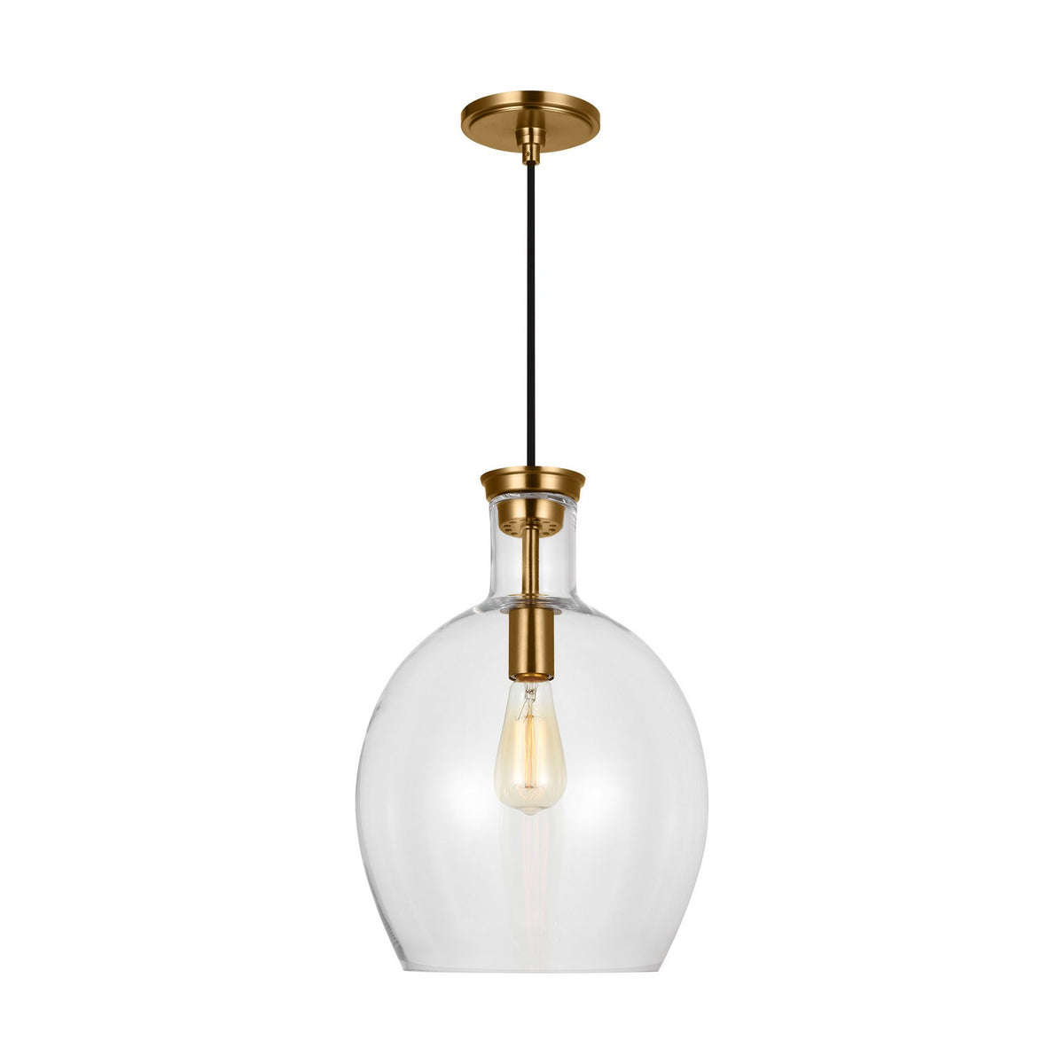 Vaso One Light Pendant in Burnished Brass