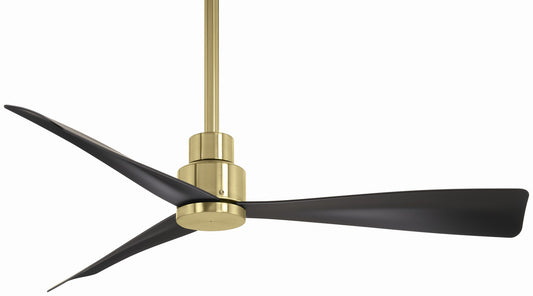 Simple 44" Ceiling Fan in Soft Brass With Coal Blades