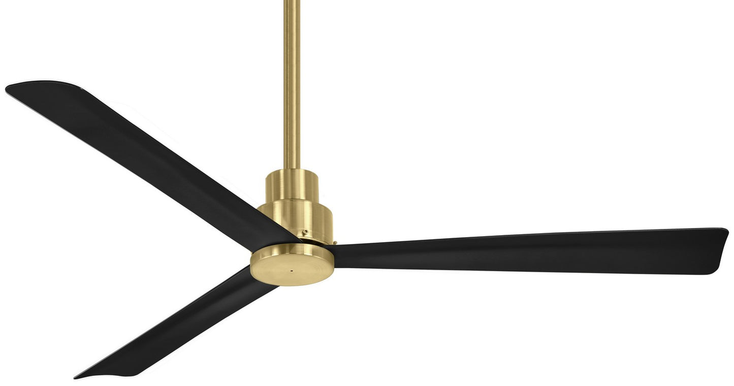 Simple 52" Ceiling Fan in Soft Brass With Coal Blades