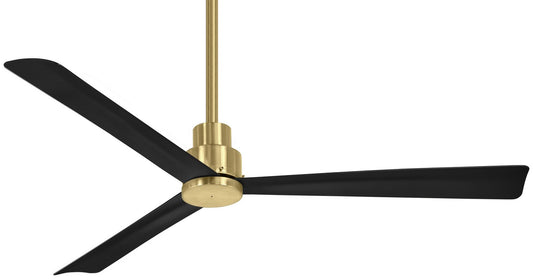 Simple 52" Ceiling Fan in Soft Brass With Coal Blades