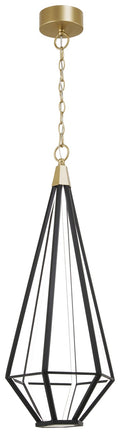 Dripping Gems LED Pendant in Painted Soft Brass And Coal