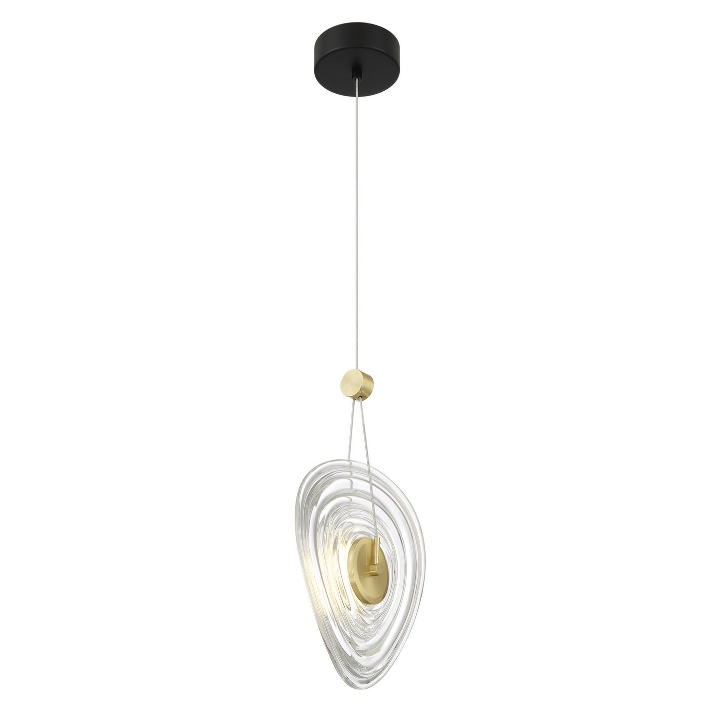 Topknot LED Pendant in Coal And Brushed Gold