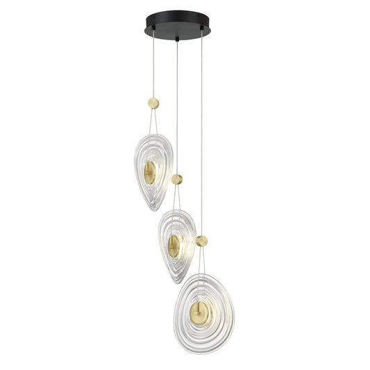 Topknot LED Pendant in Coal And Brushed Gold