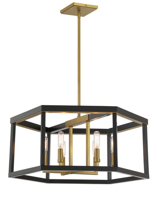 UNION ESTATES Six Light Pendant in Coal And Soft Brass