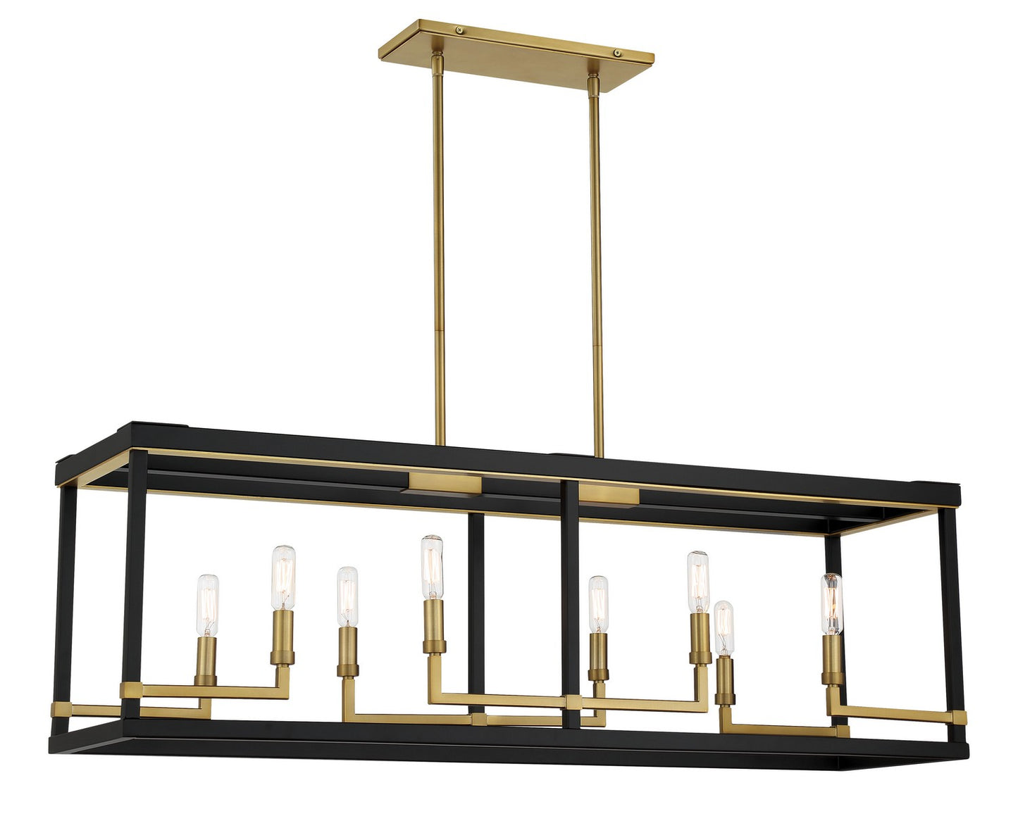 UNION ESTATES Eight Light Island Pendant in Coal And Soft Brass