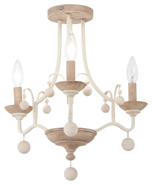 Colonial Charm Three Light Semi Flush Mount in White Wash