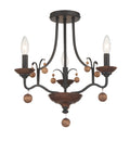Colonial Charm Three Light Semi Flush Mount in Old World Bronze