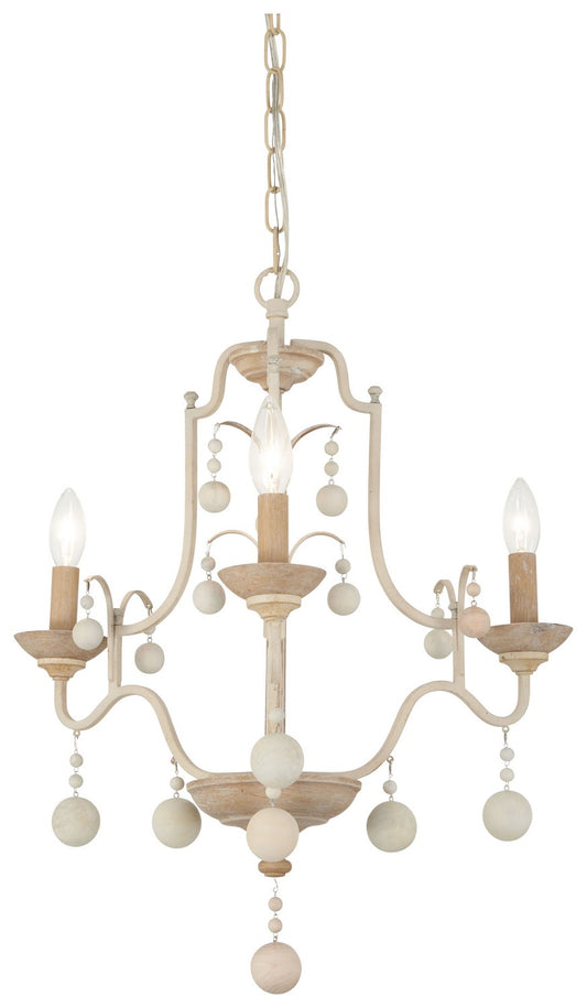 Colonial Charm Three Light Chandelier in White Wash