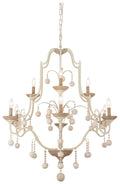 Colonial Charm Nine Light Chandelier in White Wash