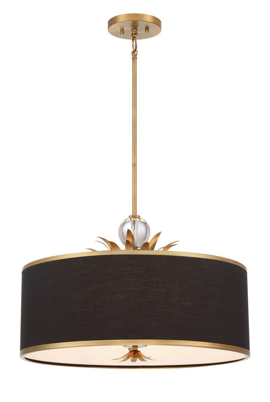 Caprio Four Light Pendant in Brushed Brass