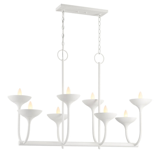 Ryton Eight Light Island Pendant in Plaster White