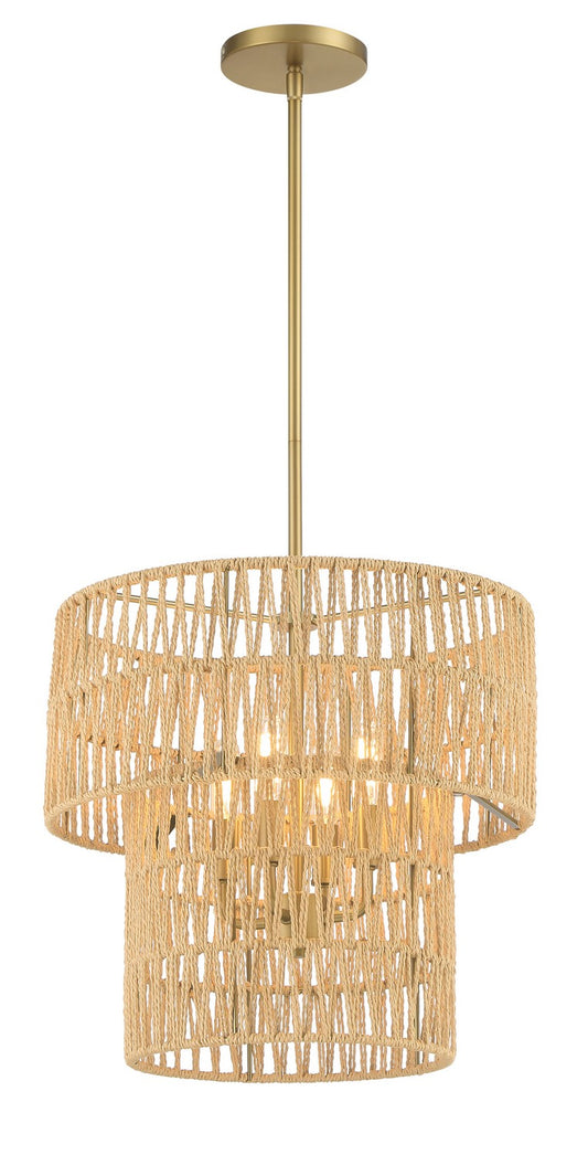 Bungalow Heaven Four Light Pendant in Soft Brass