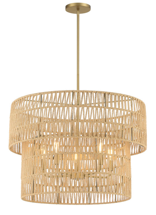 Bungalow Heaven Five Light Pendant in Soft Brass