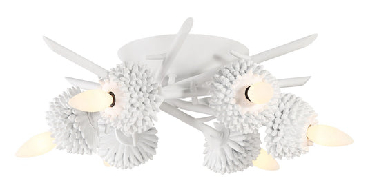 North Fork by Robin Baron Six Light Flush Mount in Sand White