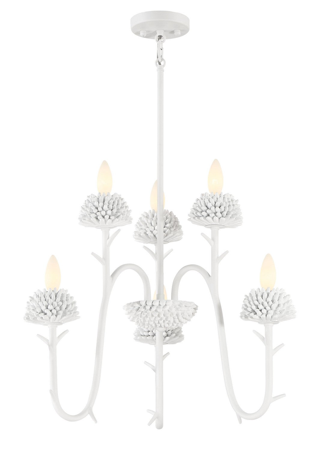 North Fork by Robin Baron Six Light Pendant in Sand White